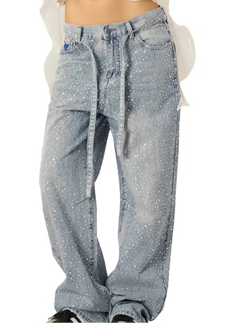 Light Wash Men's Denim Jeans with Stud Detail